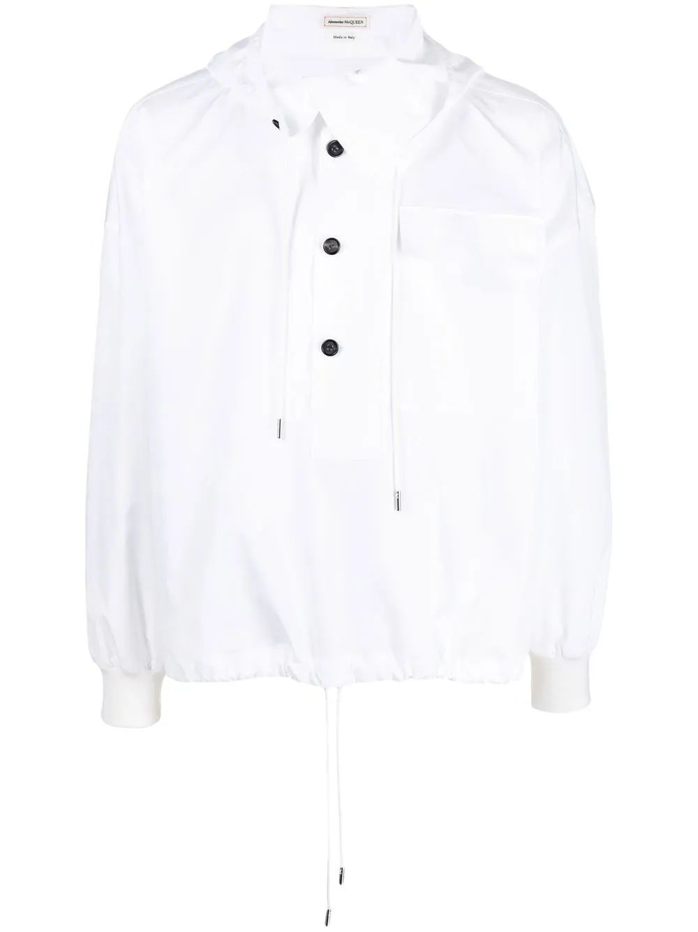 Alexander McQueen cotton logo-print buttoned hoodie | White | Image 1