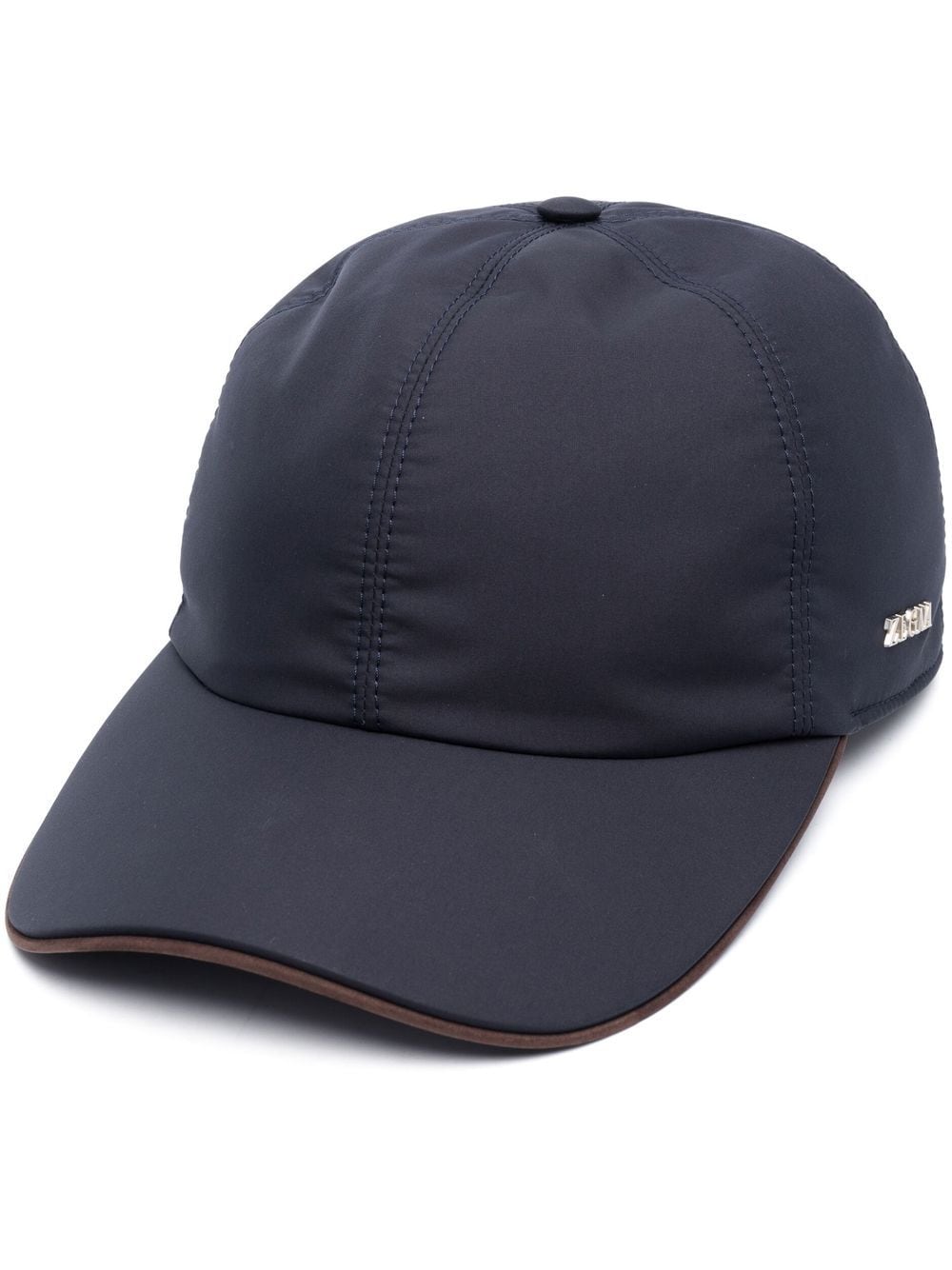 Zegna Zephir Leather-trimmed Logo-appliquéd Shell Baseball Cap In Blue