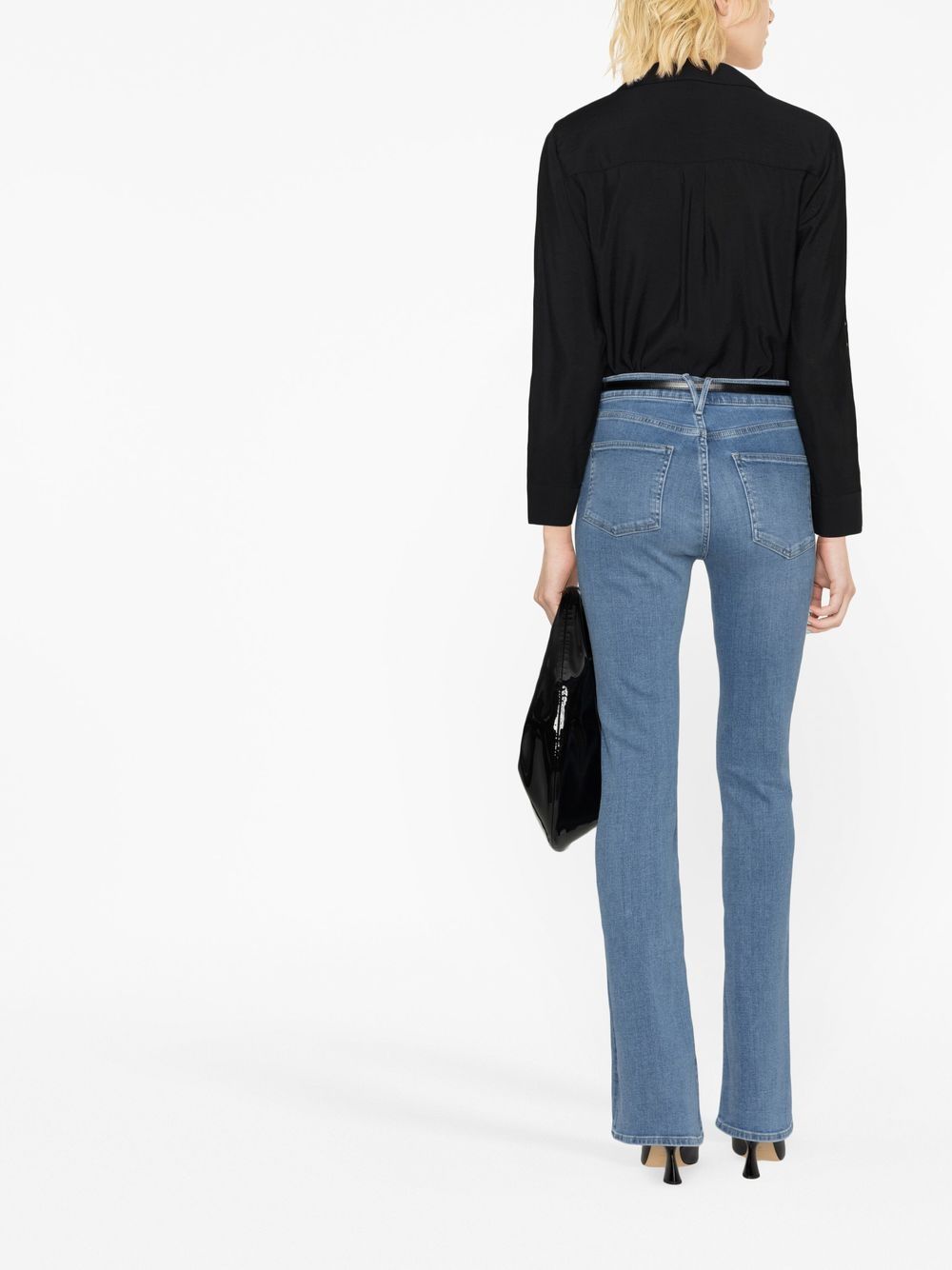 Veronica Beard Carson High-Rise Feather-trimmed Flared Jeans