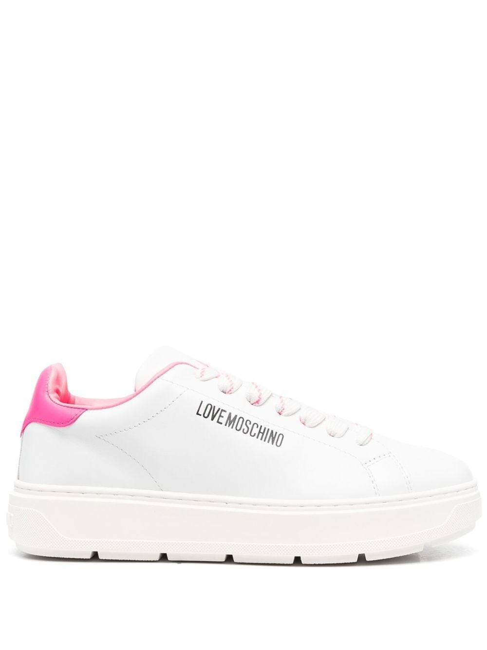 Love Moschino Low-top Leather Sneakers In White