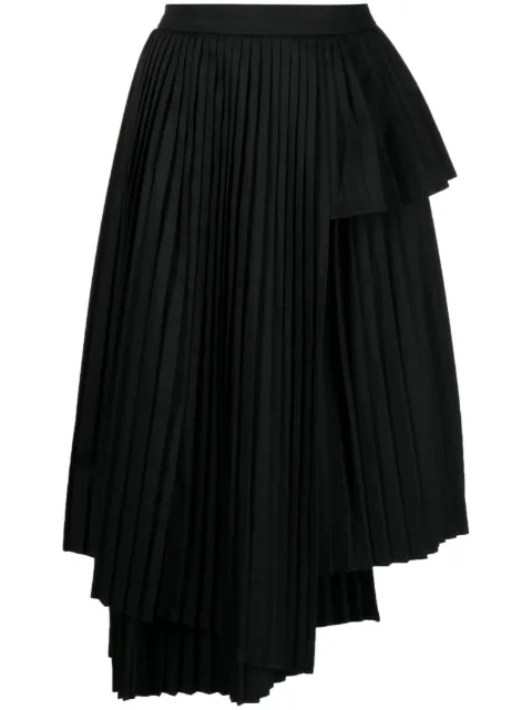 Rokh layered pleated asymmetric skirt