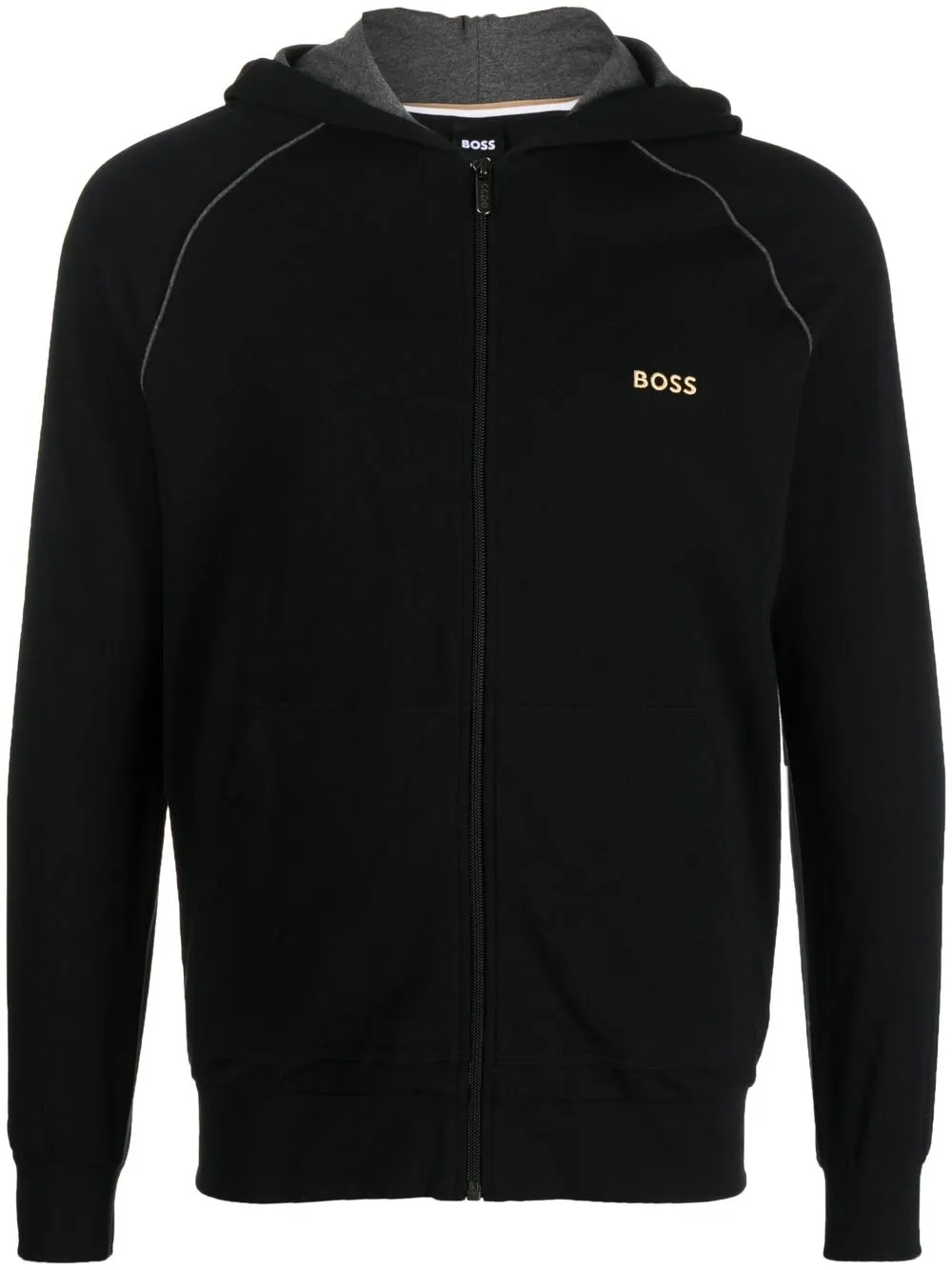 

BOSS zip-front stretch-jersey hoodie - Black