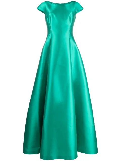 Alberta Ferretti boat-neck flared gown
