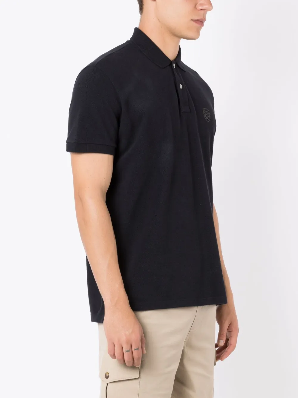 Osklen Crest-motif Cotton Polo Shirt In Black