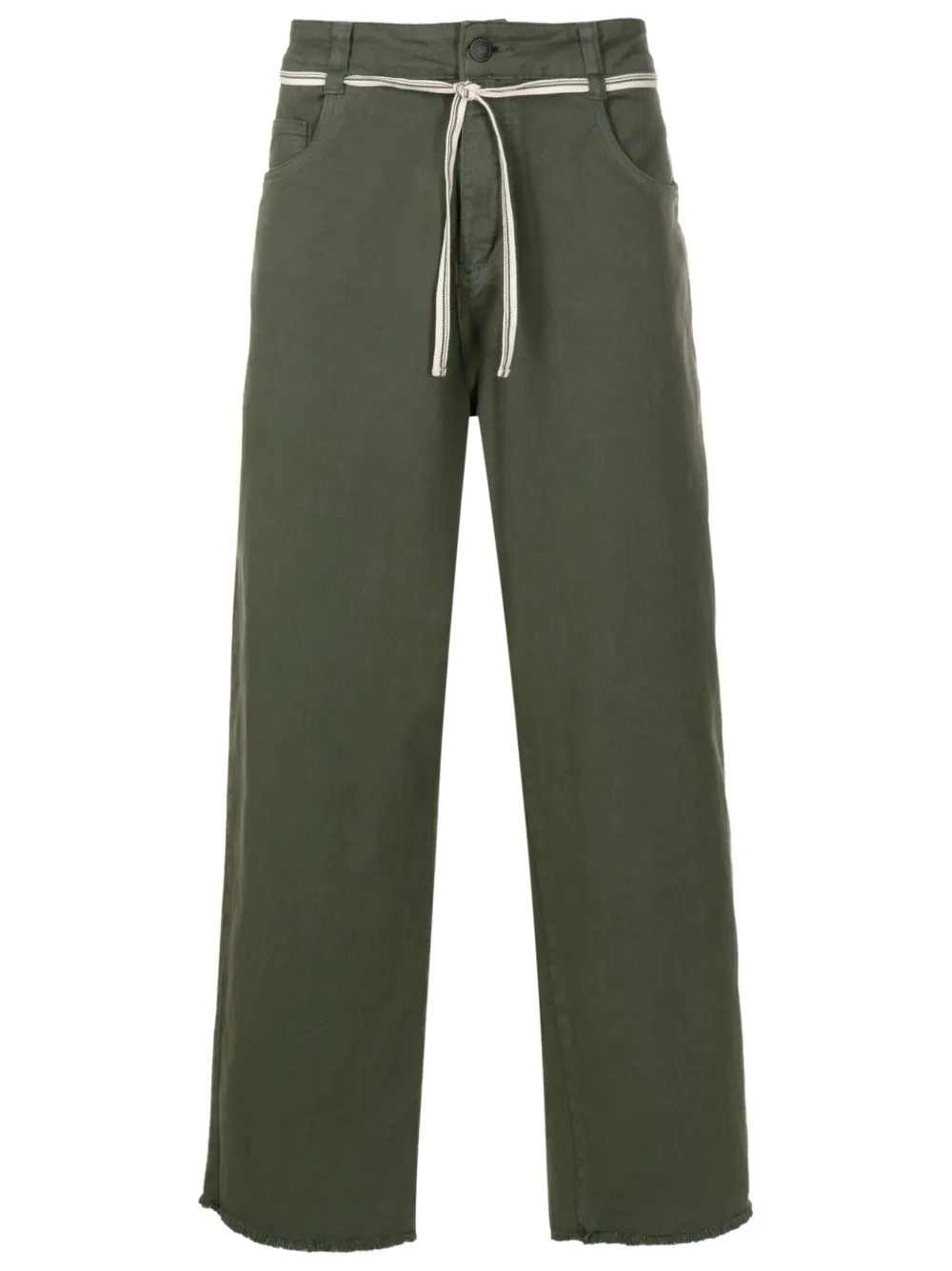 Osklen drawstring-waistband cropped trousers | Green | Image 1