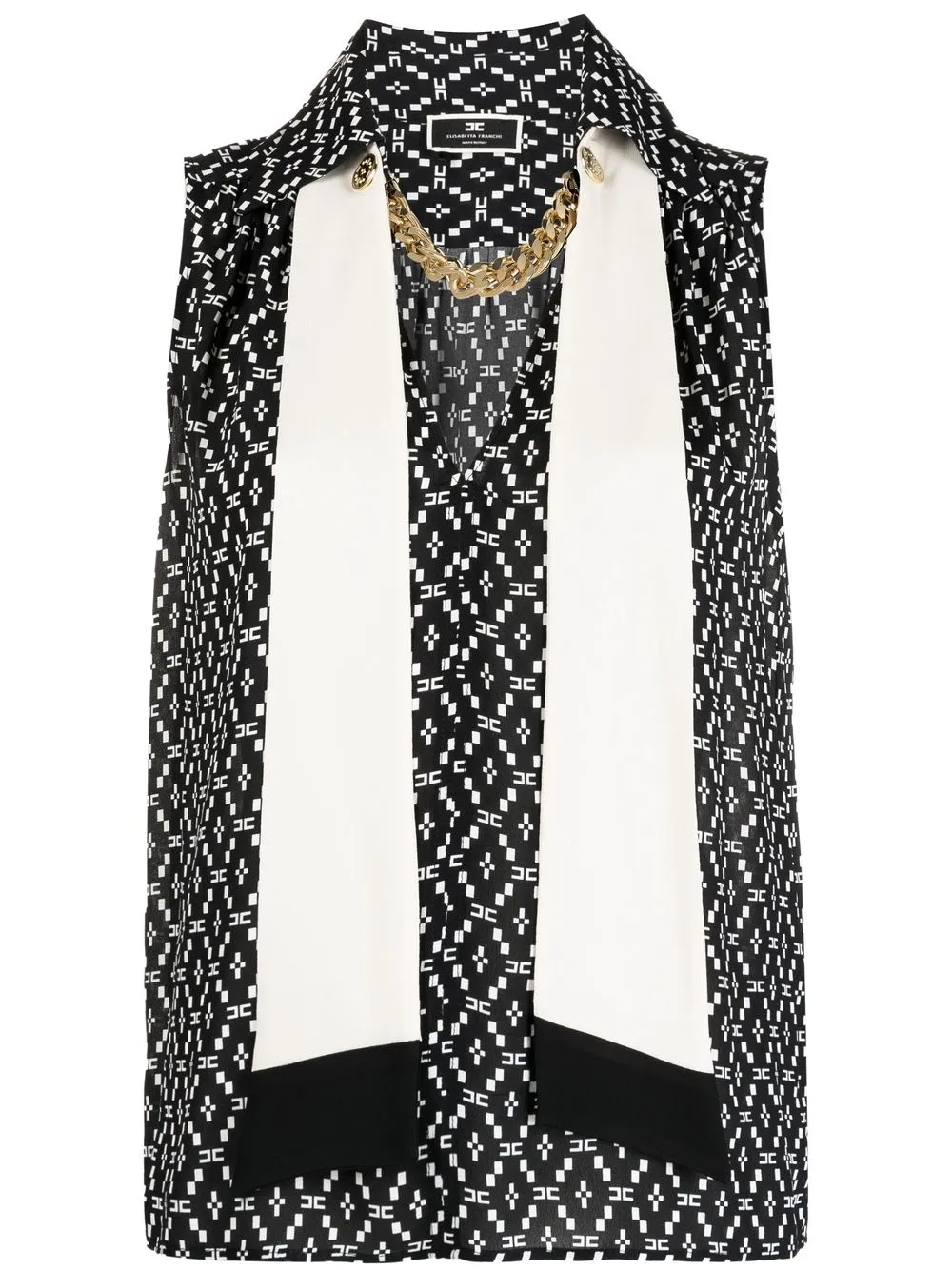 

Elisabetta Franchi logo diamond-print sleeveless blouse - Black