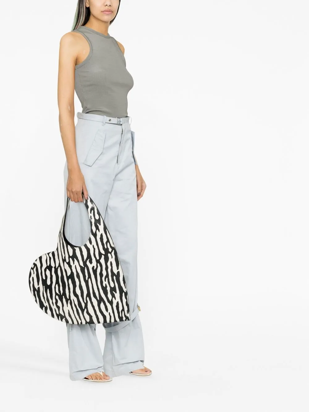 Coperni Heart Zebraprint Tote Bag In 黑色 ModeSens