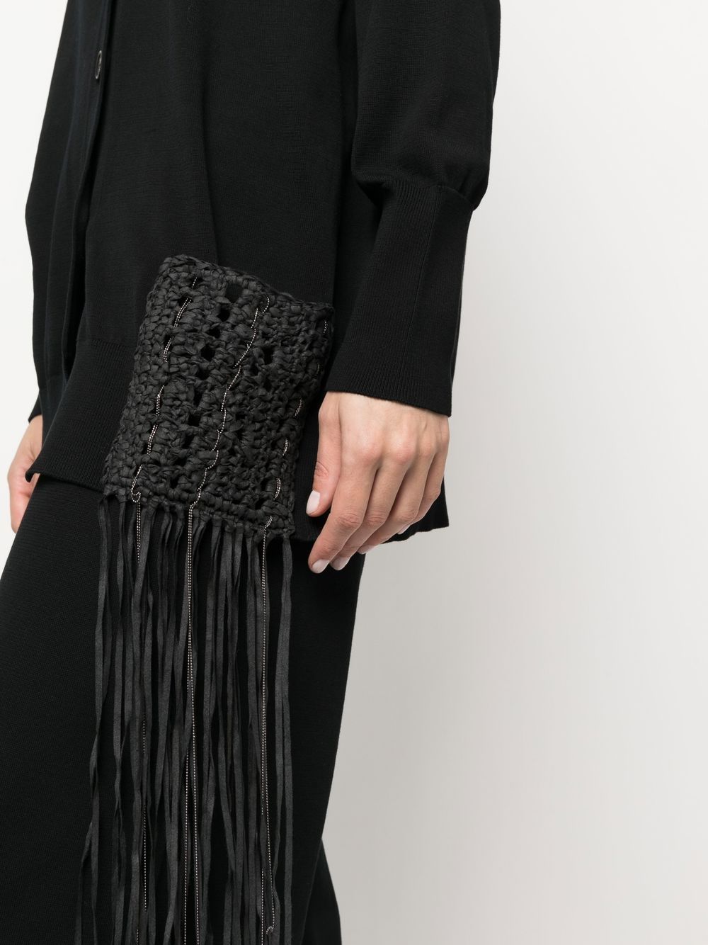 Shop Fabiana Filippi Crochet-detail V-neck Cardigan In Black