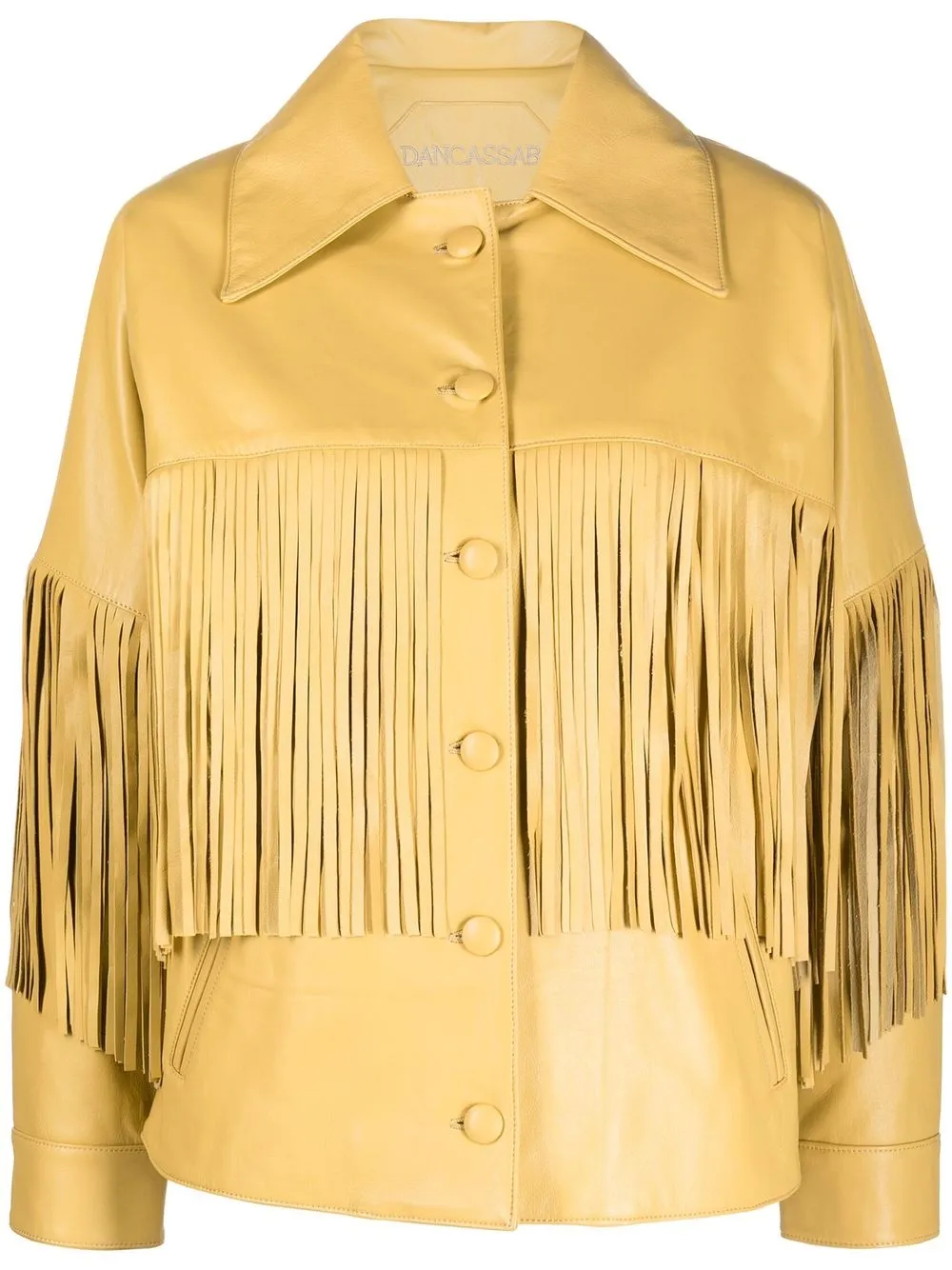 

DANCASSAB Taylor fringed leather shirt jacket - Yellow