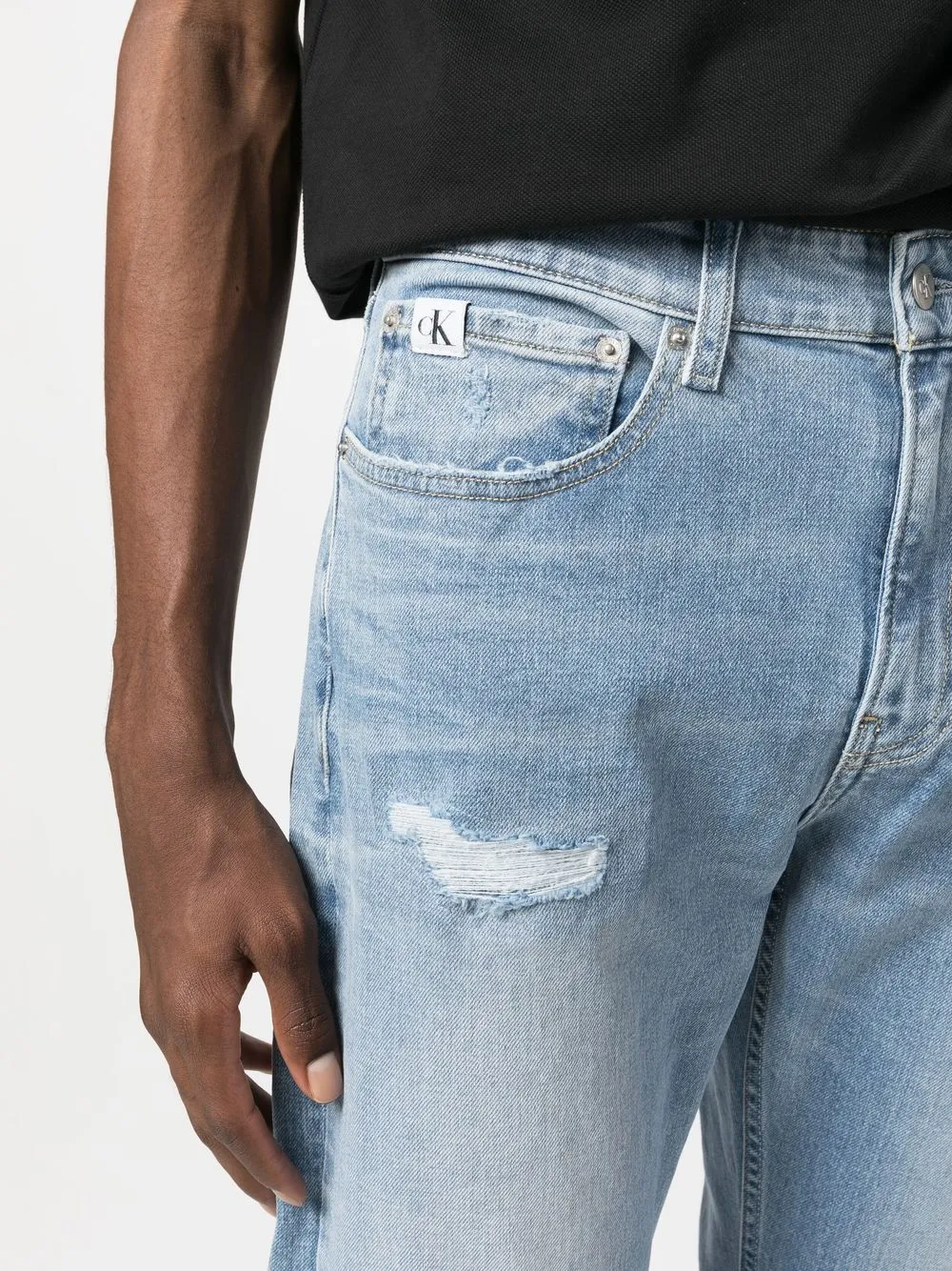 Calvin Klein rippeddetail straightleg Jeans Farfetch