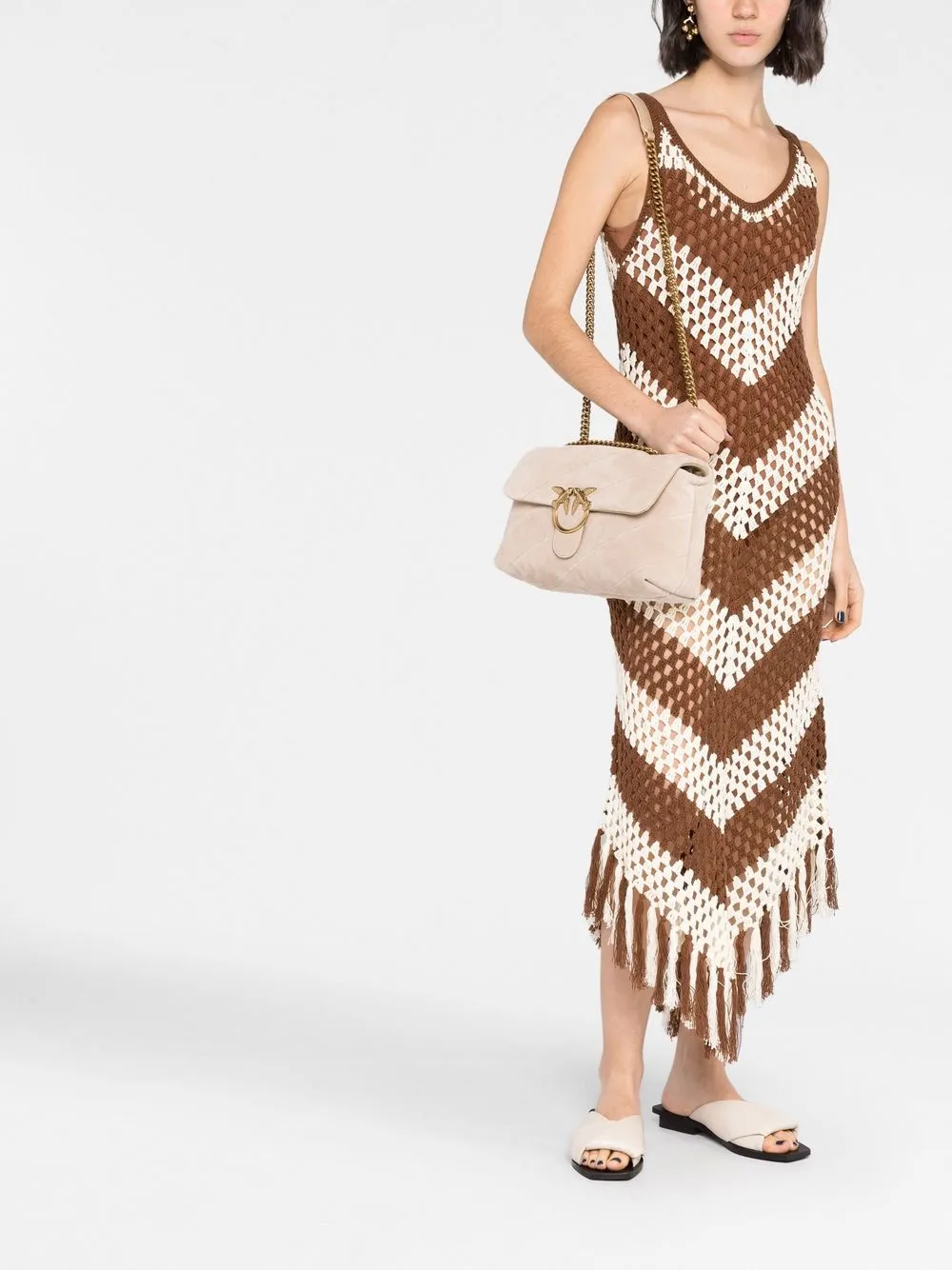 PINKO Love gewatteerde schoudertas - Beige