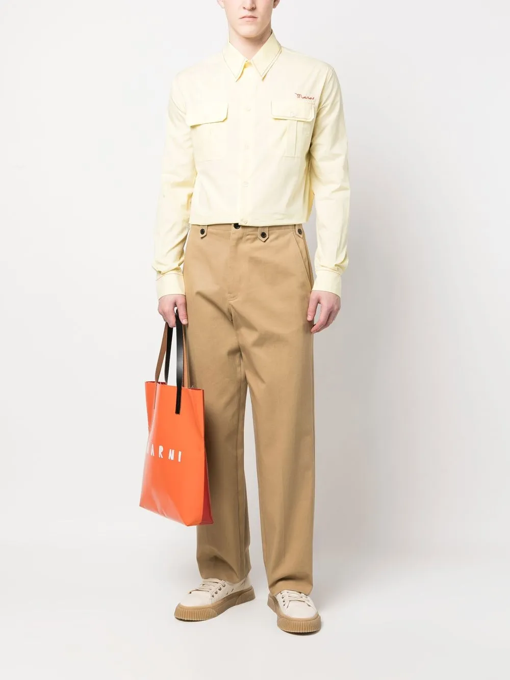 Shop Marni Cotton Long-sleeve Shirt In Yellow