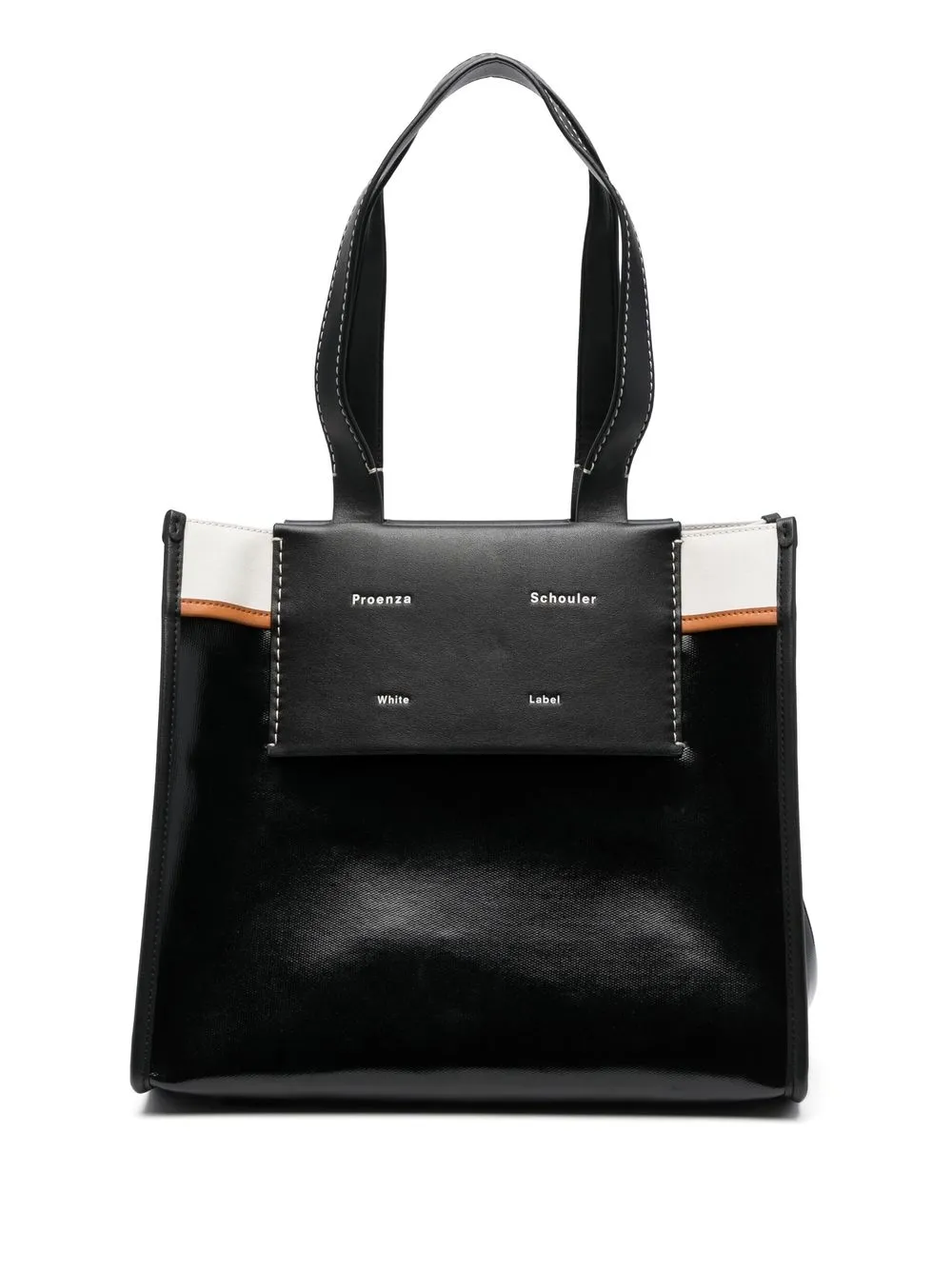 

Proenza Schouler White Label logo-print leather tote bag - Black