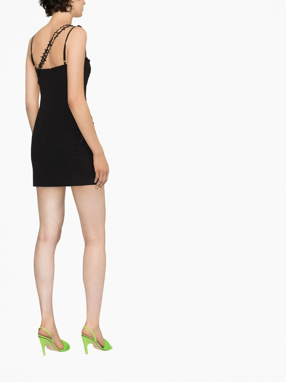 Blumarine Floral Appliqué Midi Dress - Women's - Elastane/acetate/viscose/polyester In Black