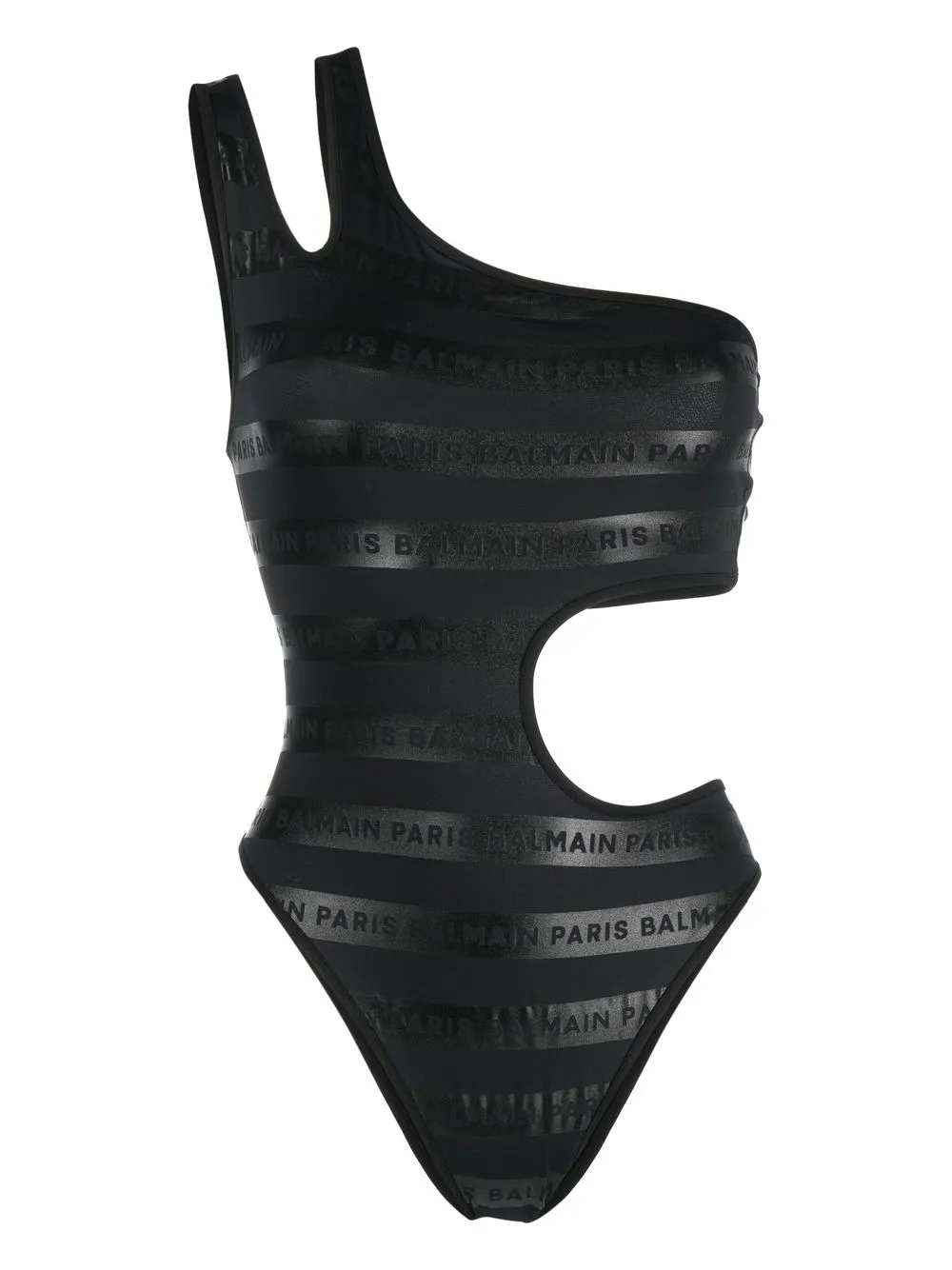 Balmain logo-print cut-out one-piece – Black