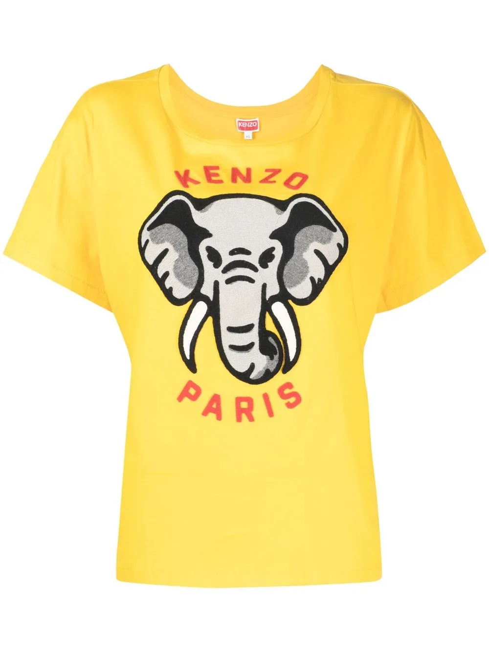 Kenzo Elephant-embroidered T-shirt In Yellow
