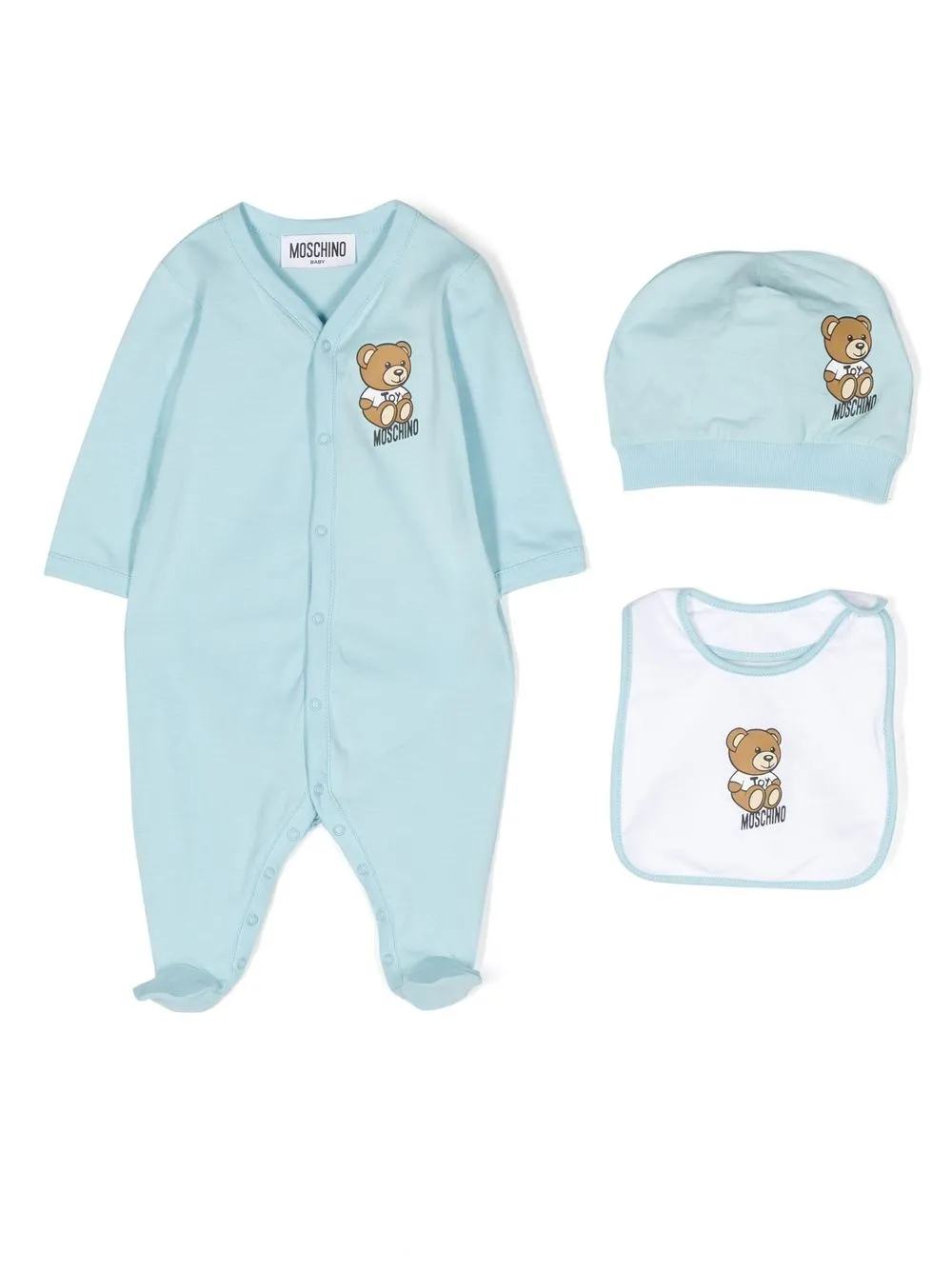 

Moschino Kids logo-print babygrow set - Blue