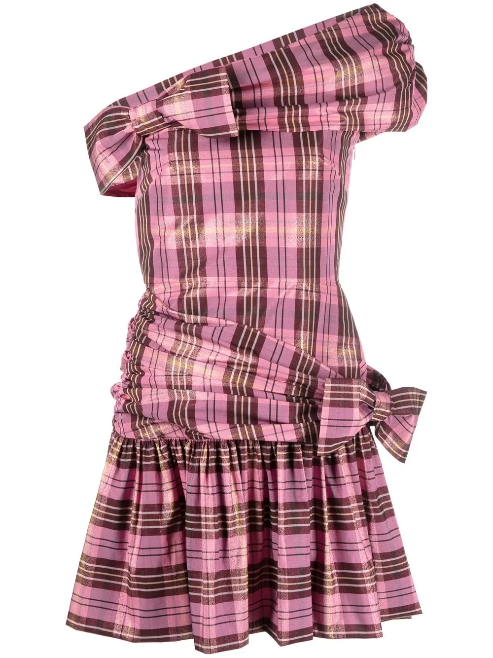 

Molly Goddard bow-detail tartan check minidress - Pink