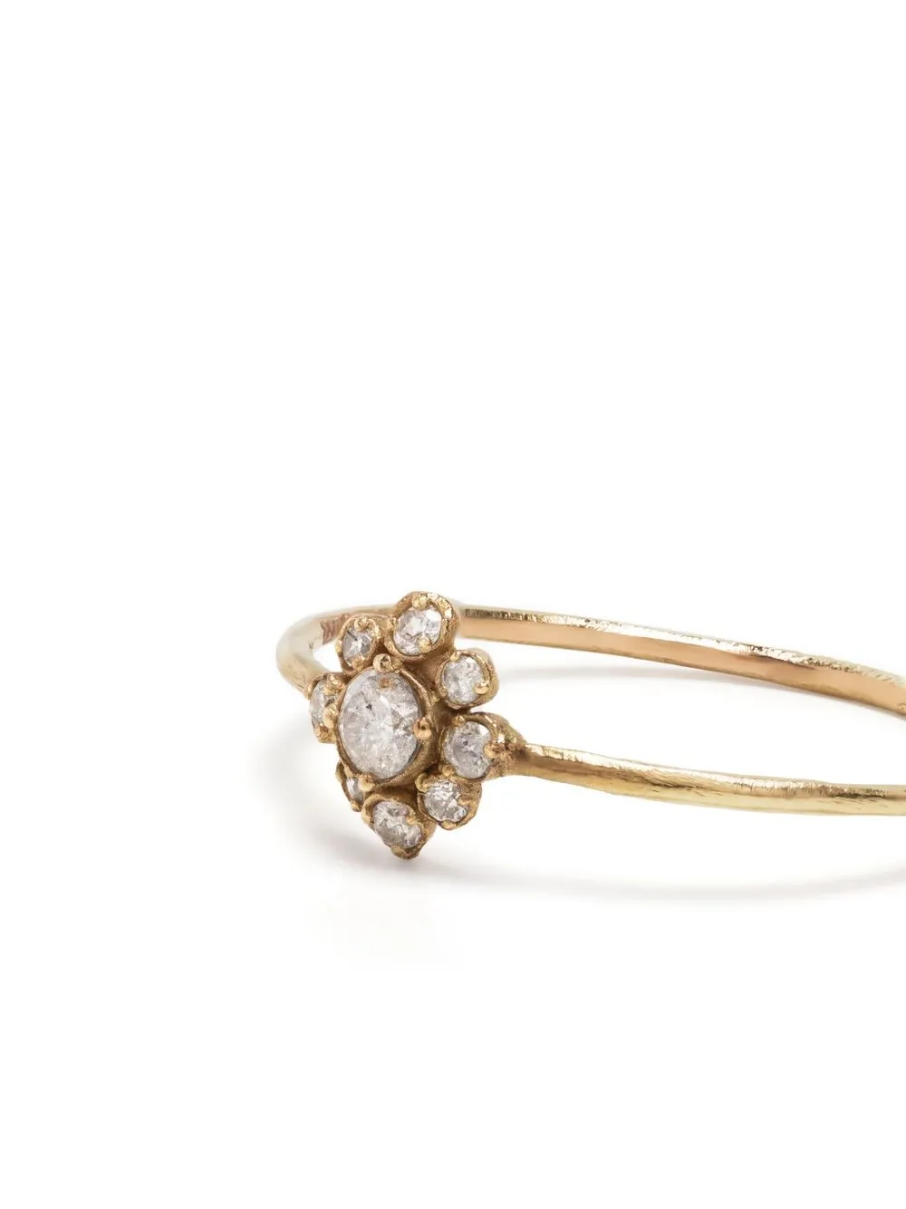  Noguchi 14kt Yellow Gold Flower Diamond Ring 
