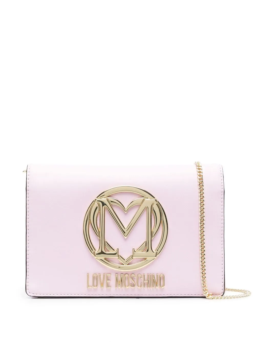 

Love Moschino logo-plaque faux-leather crossbody bag - Pink