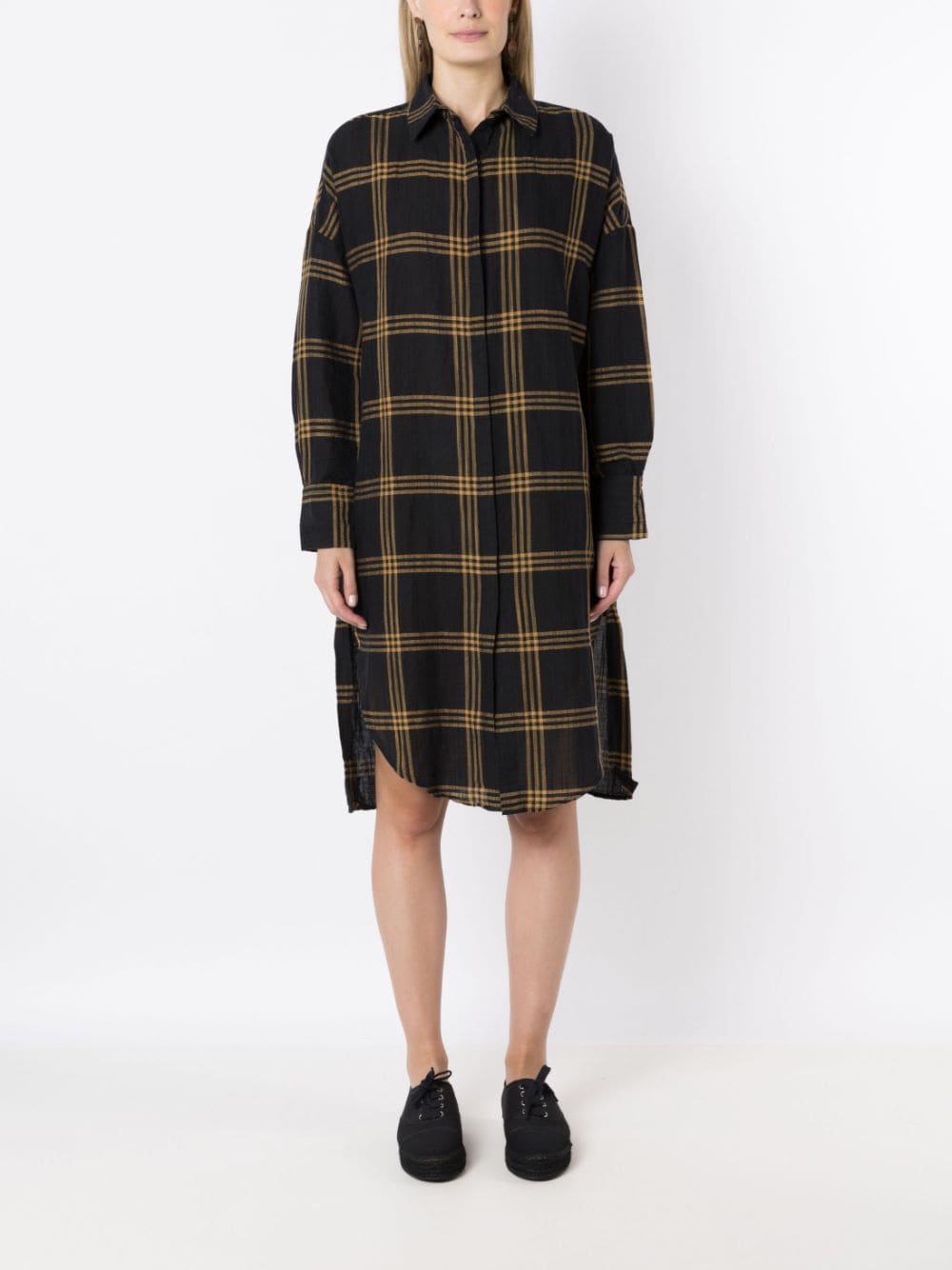 Osklen plaid-check print shirt dress - Zwart