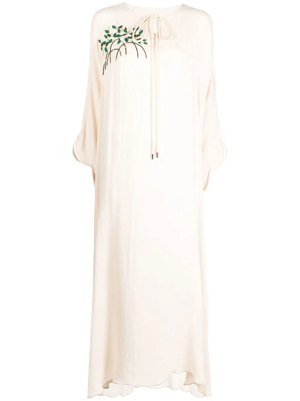 

SHATHA ESSA floral-embroidered maxi dress - Neutrals