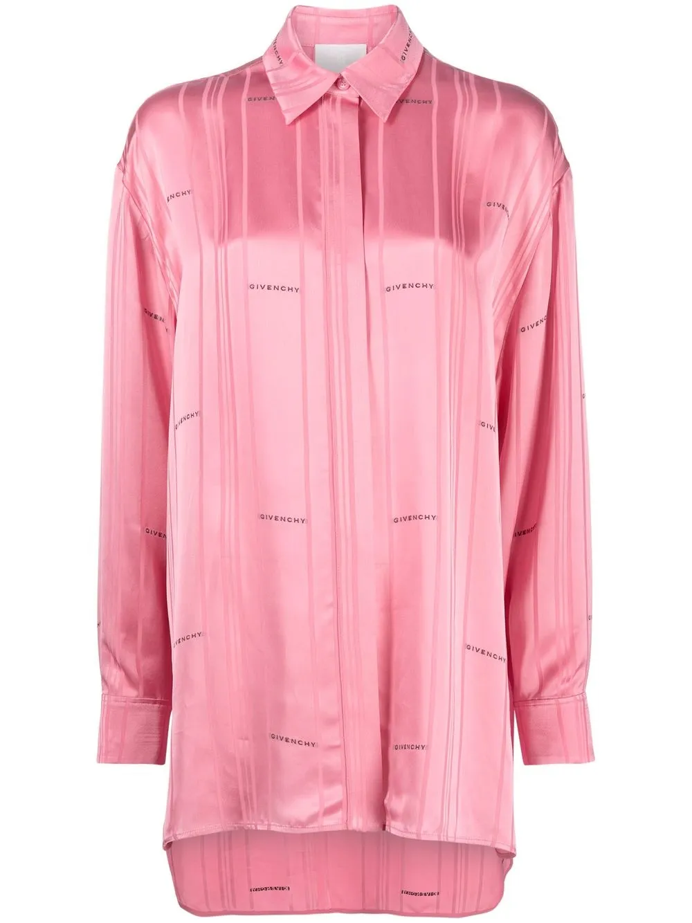 

Givenchy logo-print satin shirt - Pink