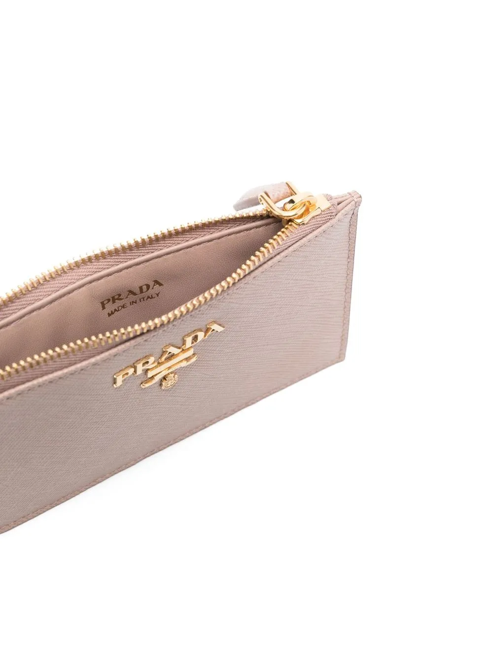 Prada Logo-detail Leather Purse In Neutrals