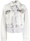Feng Chen Wang logo-patch denim jacket - Grey