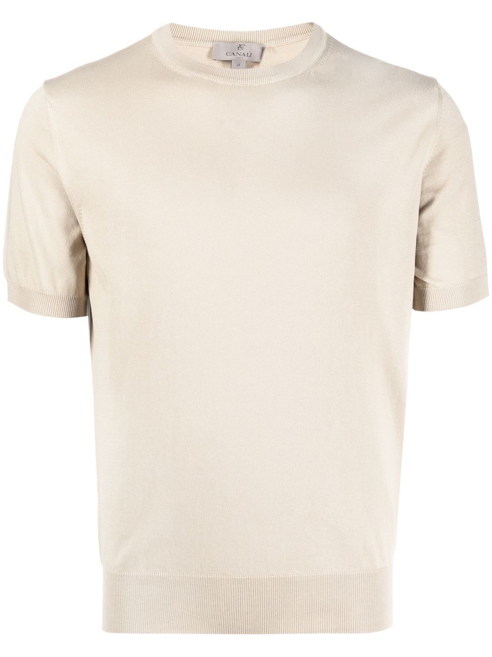 Canali Fine-knit Short-sleeved Top In Nude