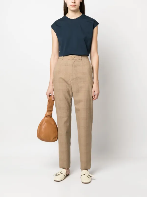 送料無料 百貨店 LEMAIRE check-print FARFETCH | Brown | Trousers high-waisted パンツ