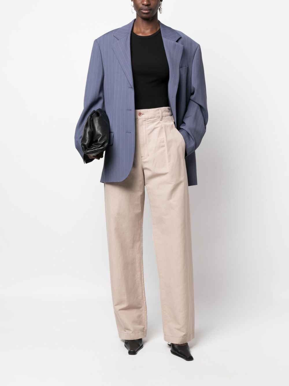 Shop Lemaire Wide-leg High-waisted Trousers In Nude