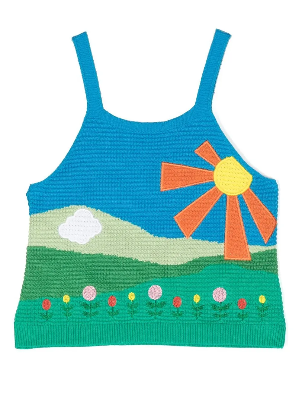 

Stella McCartney Kids waffle-knit patterned top - Blue