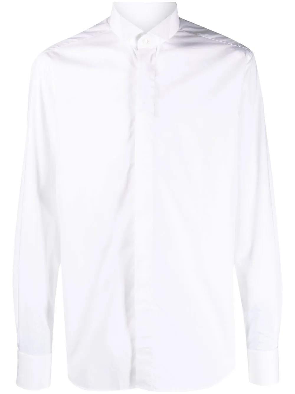 Corneliani Bib-collar Cotton Shirt In White