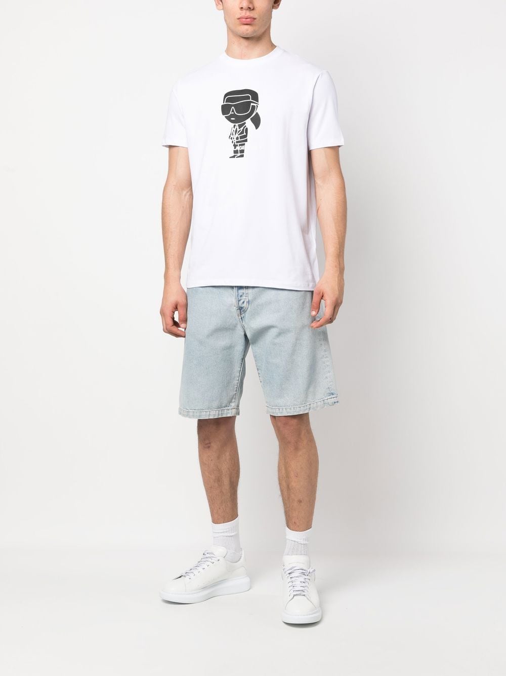 Shop Karl Lagerfeld Ikonik Karl Cotton T-shirt In White