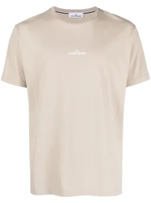 Stone Island logo-patch short-sleeve T-shirt | Grey | FARFETCH CA