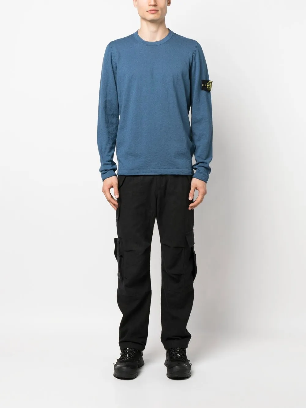 Shop Stone Island Compass Patch Sweatshirt In Blue