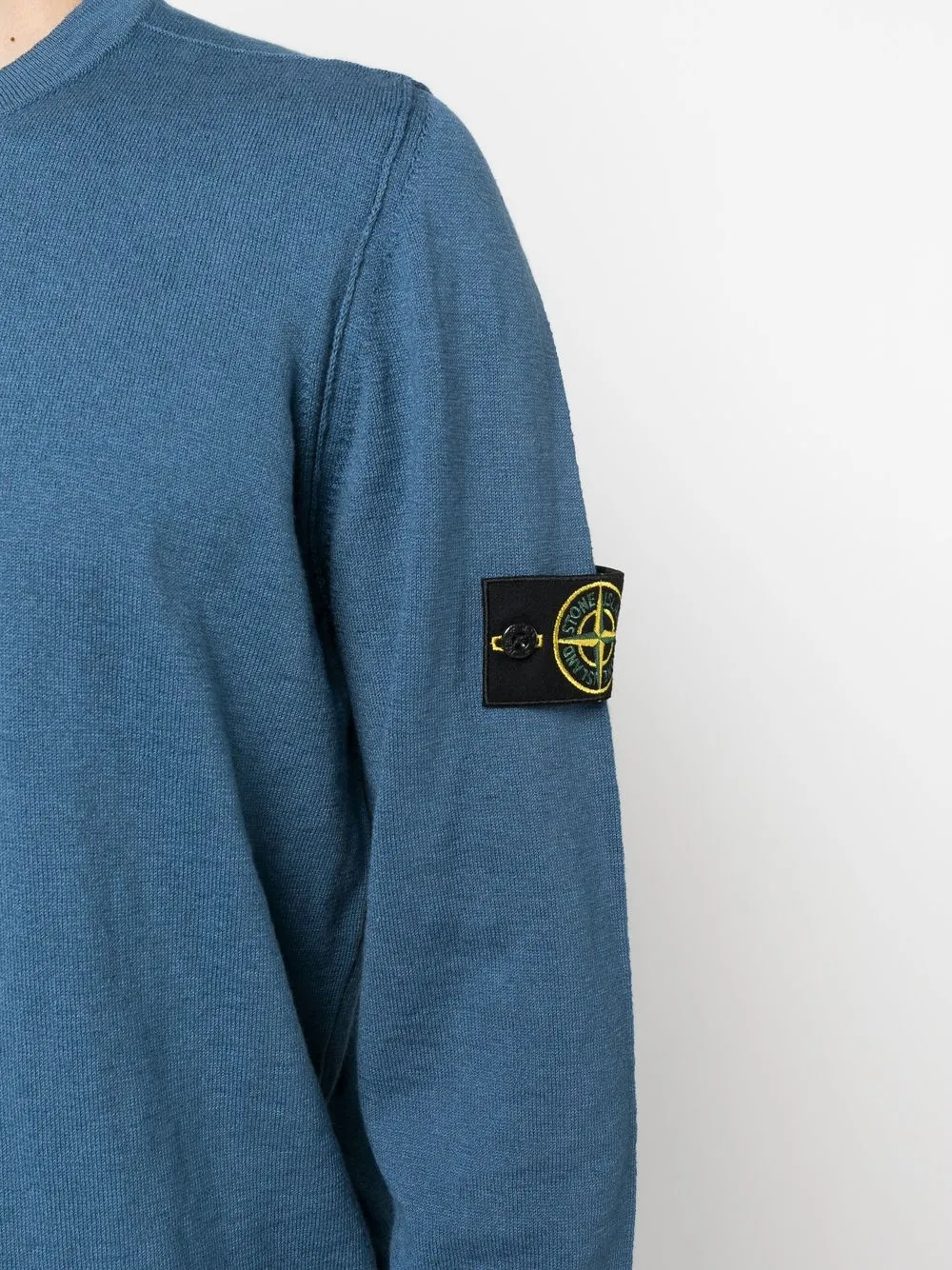 Shop Stone Island Compass Patch Sweatshirt In Blue