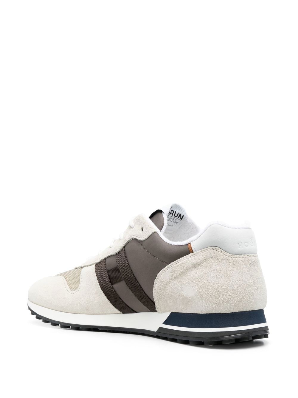 Shop Hogan Logo-patch Leather Sneakers In Neutrals