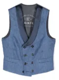 Brunello Cucinelli Kids double breasted linen/flax waistcoat - Blue