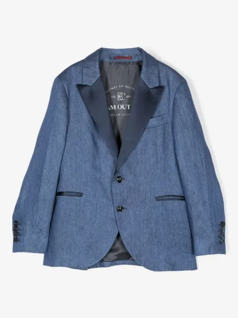 Brunello Cucinelli Kids Blazer de linho com lapelas