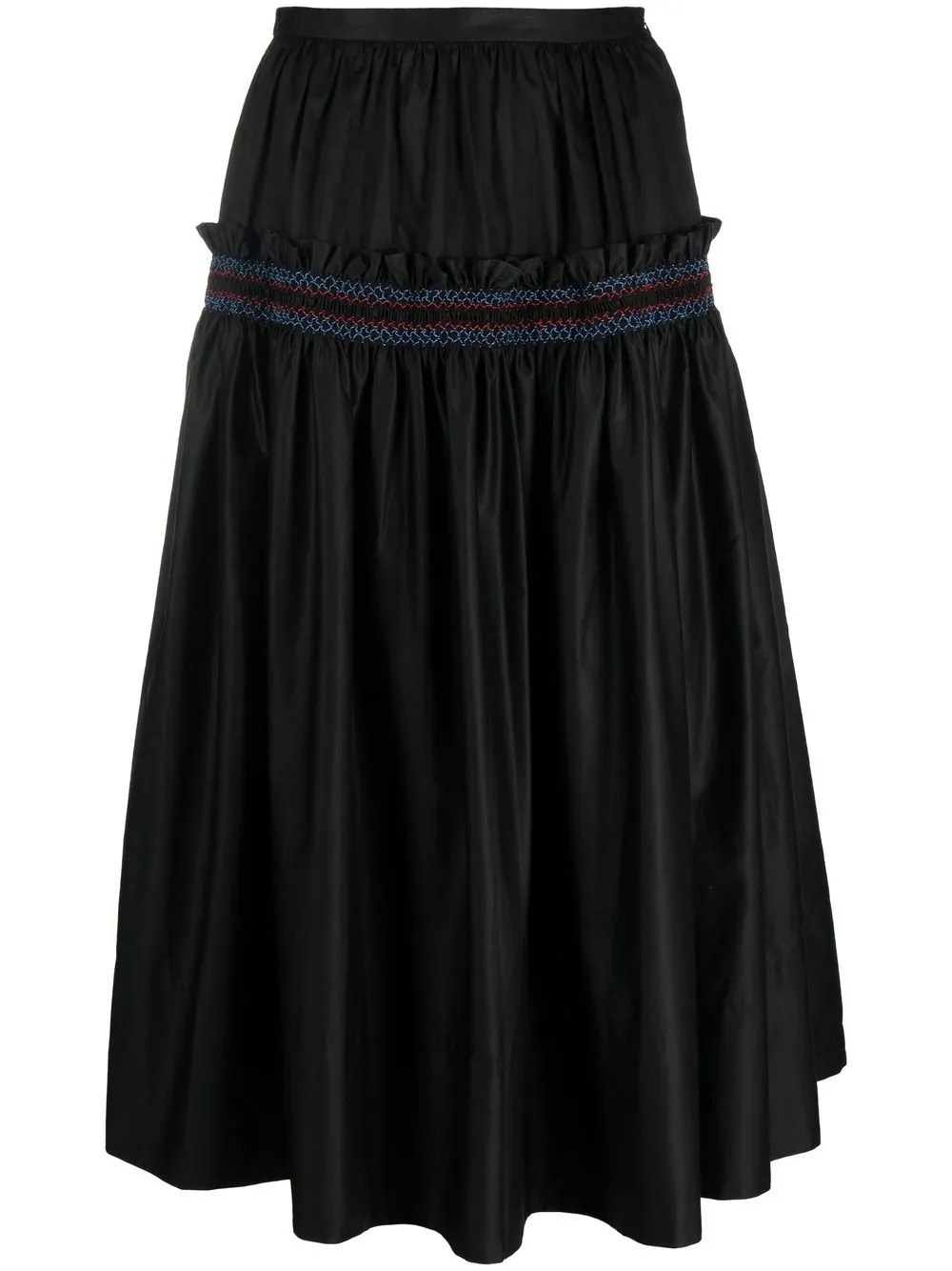 

Molly Goddard smocking detail midi skirt - Black