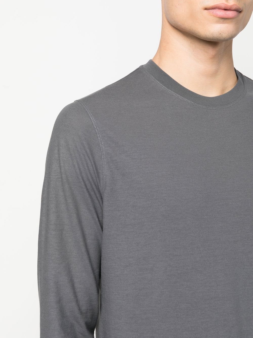 Shop Zanone Long-sleeved Cotton Sweatshirt In Grey