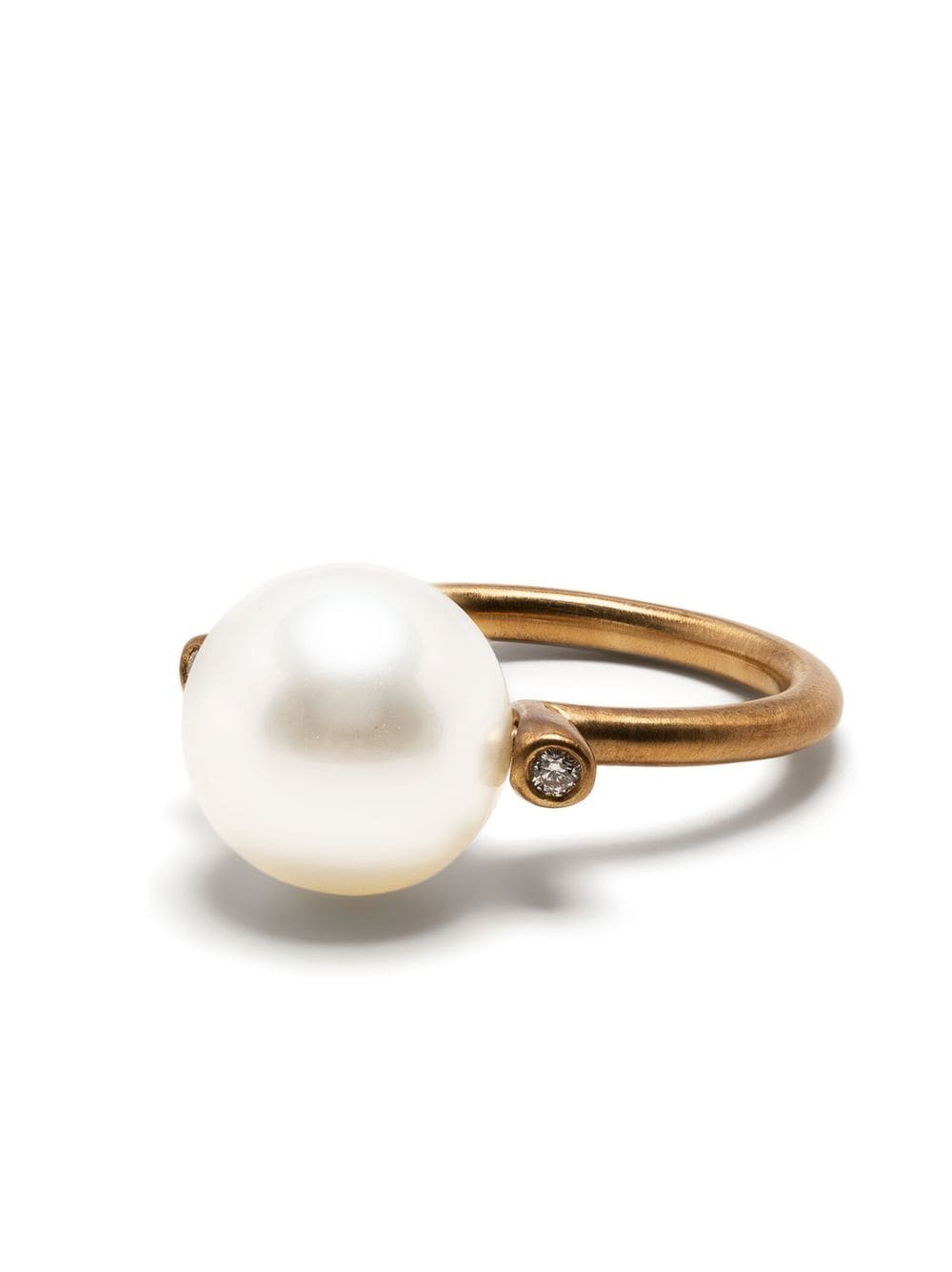 Shop Hum 18kt Yellow Gold Pearl And Diamond Ring In Yg