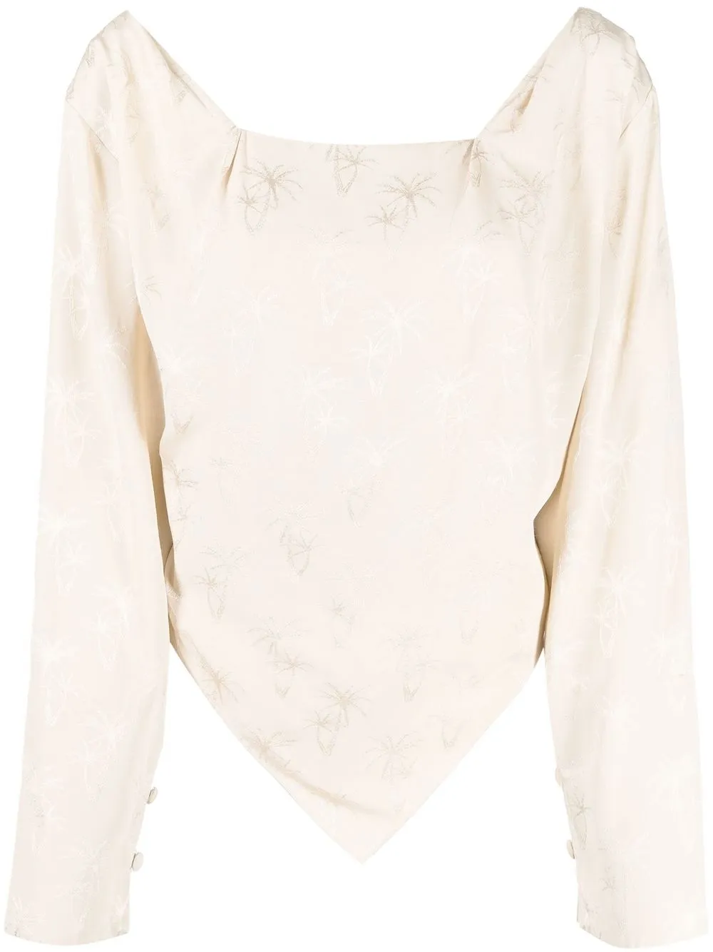 

SHATHA ESSA jacquard long-sleeve blouse - Neutrals