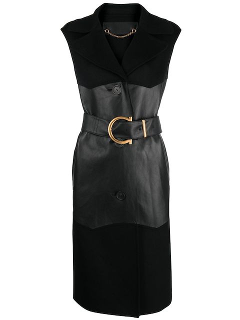 Ferragamo panelled sleeveless single-breasted coat