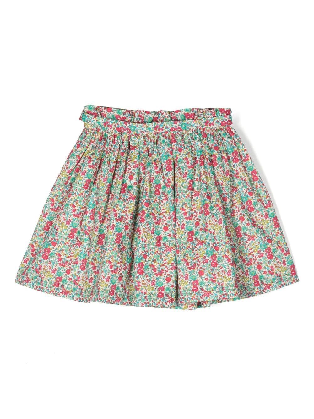 Shop Bonpoint Cotton Ditsy Floral Skirt In Green