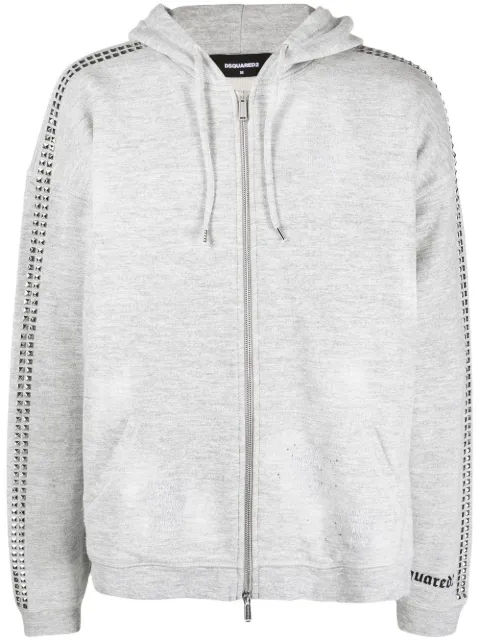 graphic-print zipped hoodie