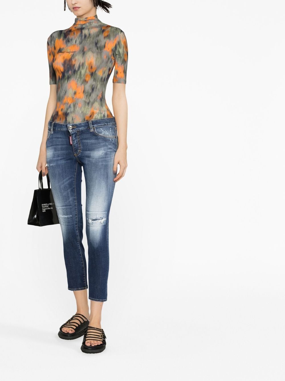 Shop Dsquared2 Low-rise Skinny-leg Cropped Jeans In Blue