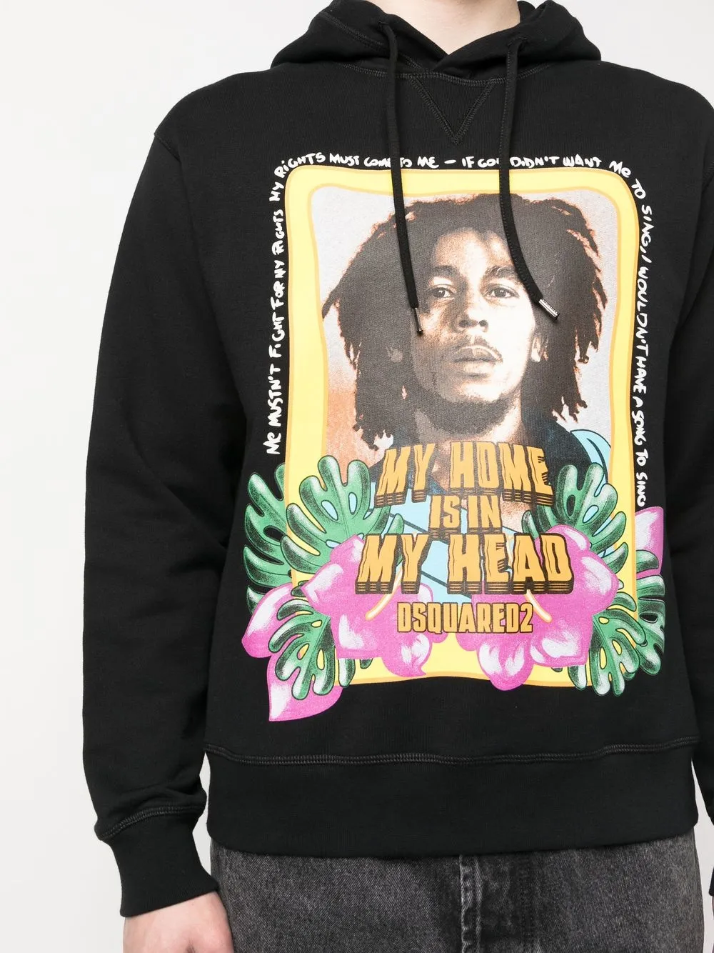 DSQUARED2 Bob Marley long-sleeve Hoodie | Black | FARFETCH JO